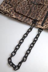 Dolce & Gabbana Braune ärmellose Sportbekleidung aus Seide mit Leopardenmuster