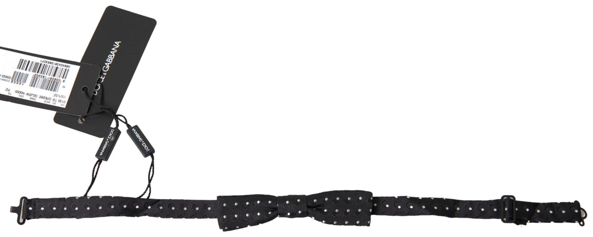 Dolce & Gabbana Schwarze gepunktete Seidenfliege für Herren, verstellbar