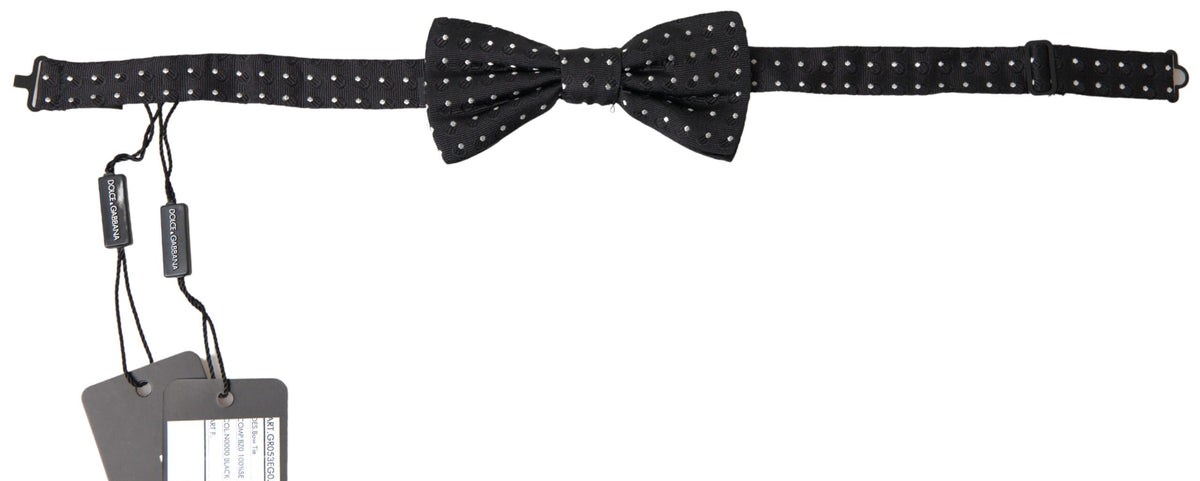Dolce & Gabbana Schwarze gepunktete Seidenfliege für Herren, verstellbar