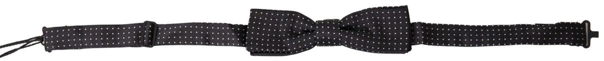 Dolce & Gabbana Schwarze gepunktete Seiden-Fliege für Herren, verstellbar