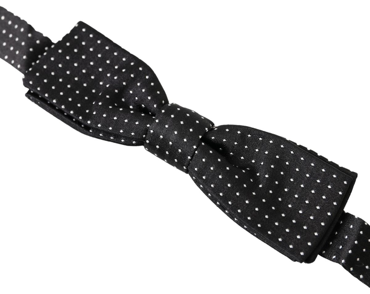 Dolce & Gabbana Schwarze gepunktete Seiden-Fliege für Herren, verstellbar