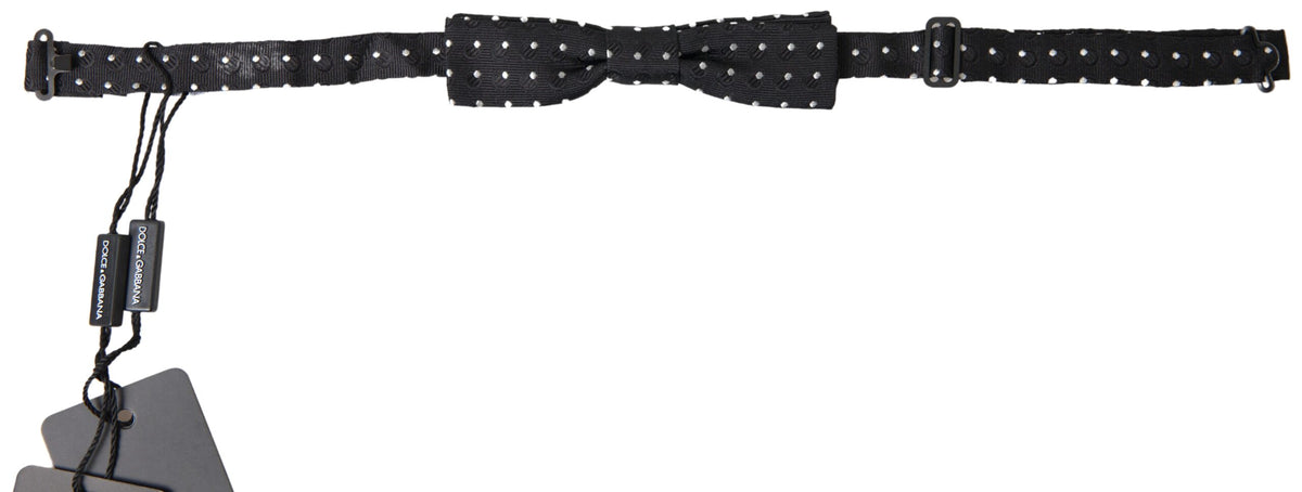 Dolce & Gabbana Schwarze gepunktete Seiden-Fliege für Herren, verstellbar