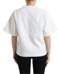 Dolce & Gabbana T-Shirt Weiß Baumwolle Stretch Schwarz HEISSER Kristall