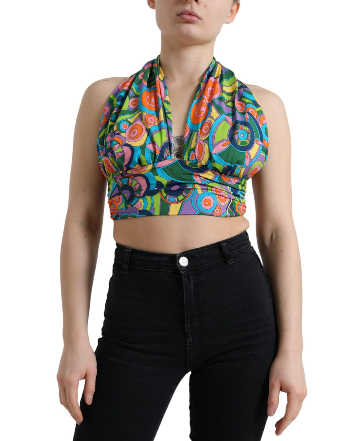 Dolce & Gabbana Mehrfarbiges Neckholder-Crop-Top ohne Ärmel