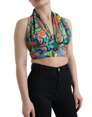 Dolce & Gabbana Mehrfarbiges Neckholder-Crop-Top ohne Ärmel