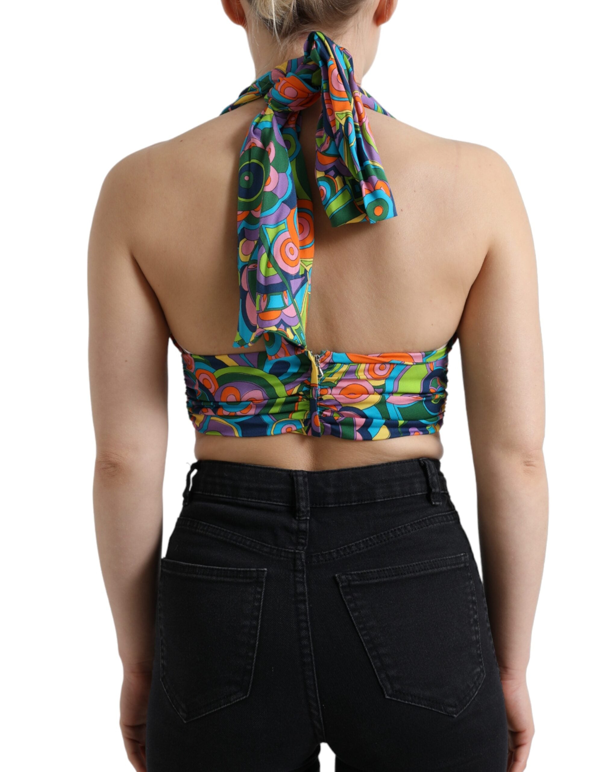 Dolce & Gabbana Mehrfarbiges Neckholder-Crop-Top ohne Ärmel