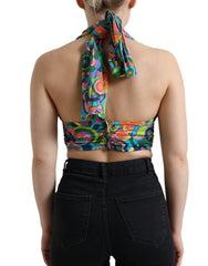 Dolce & Gabbana Mehrfarbiges Neckholder-Crop-Top ohne Ärmel