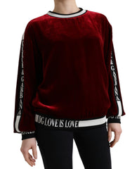 Dolce & Gabbana Bordeauxfluwelen Trui met Ronde Hals