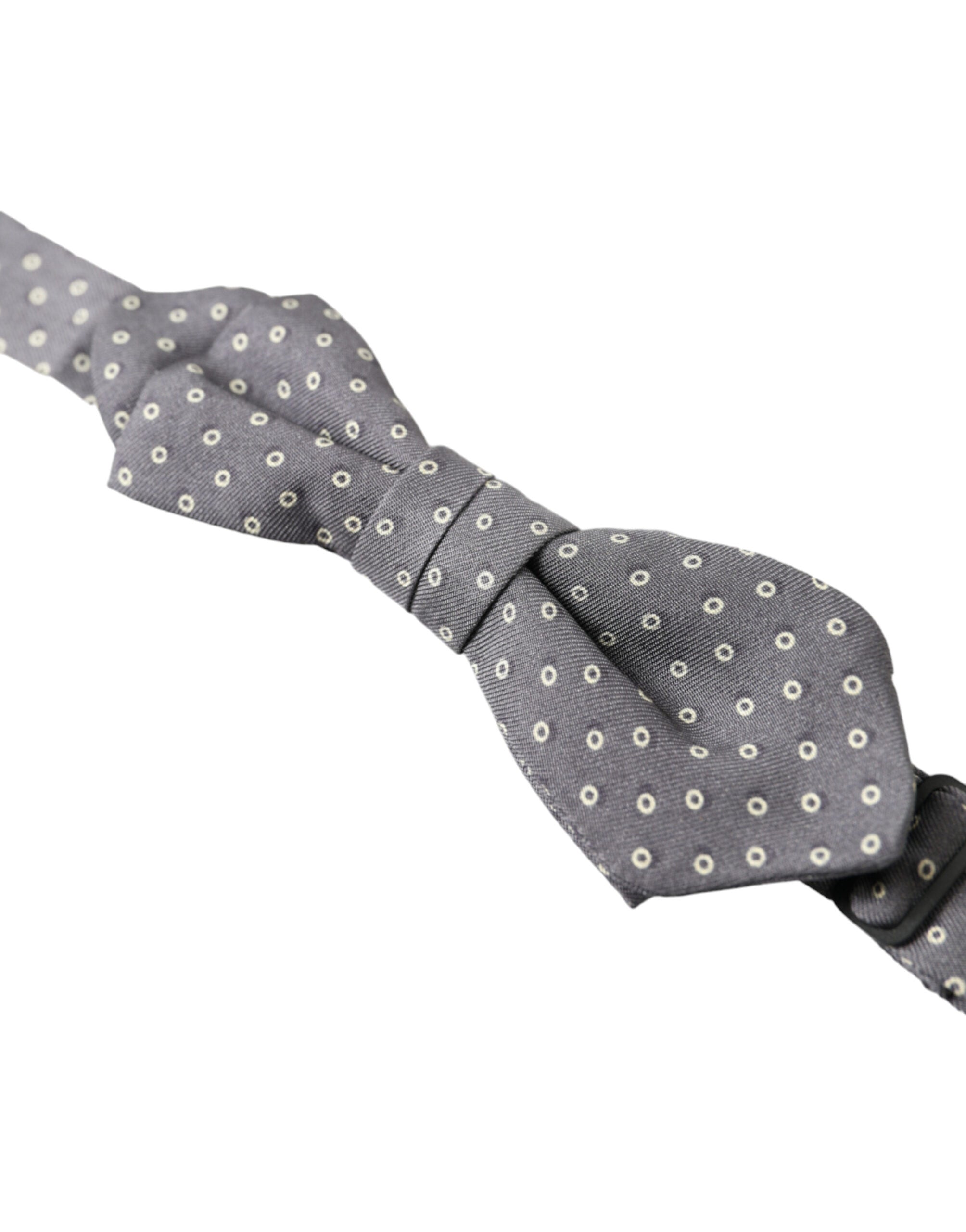 Dolce & Gabbana Graue Polka Dots Seide Verstellbare Hals Papillon Fliege