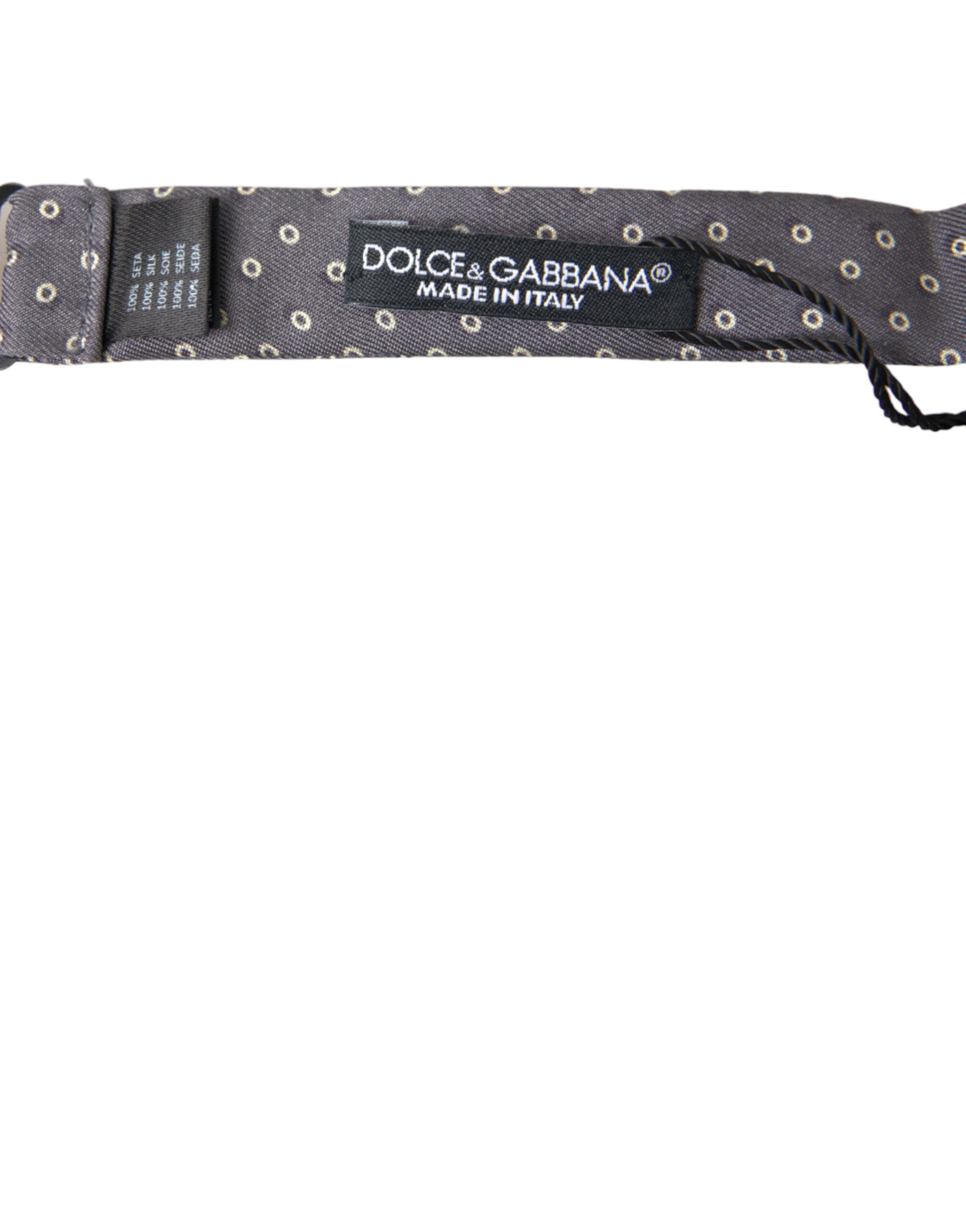 Dolce & Gabbana Graue Polka Dots Seide Verstellbare Hals Papillon Fliege