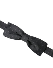 Dolce & Gabbana Gray Polka Dot Silk Adjustable Neck Men Papillon Bow Tie