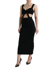 Dolce & Gabbana Schwarzes ärmelloses Bodycon-Midikleid mit Cut-Outs