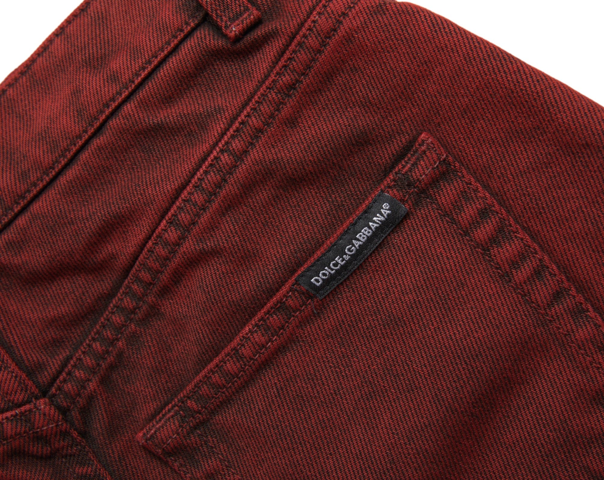 Dolce & Gabbana Rote Stretch High Waist Denim Hot Pants Shorts