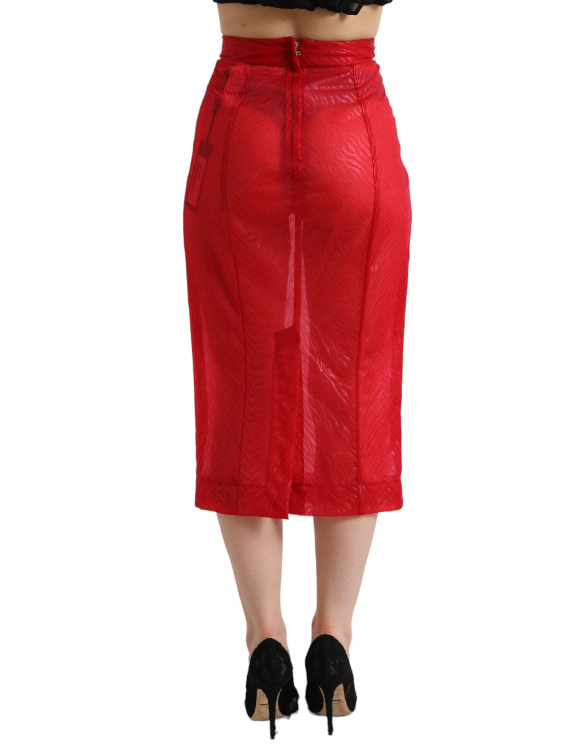 Dolce & Gabbana Rode Transparante Hoge Taille Kokerrok