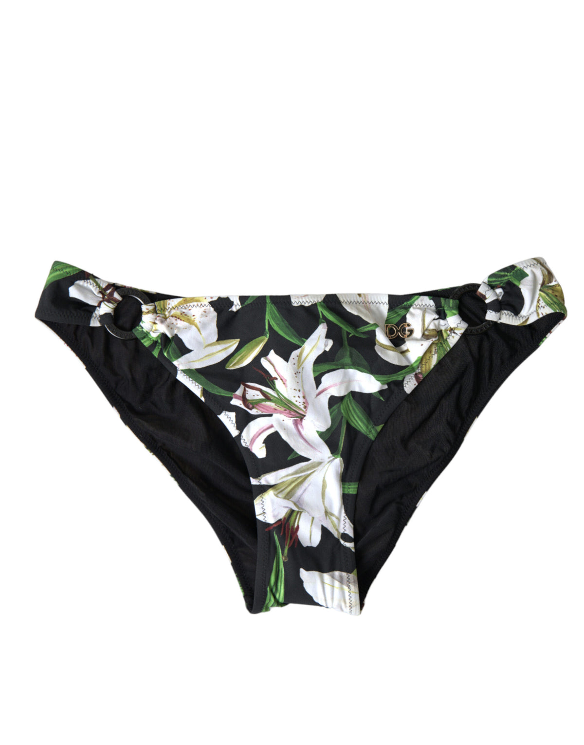 Dolce & Gabbana Schwarze Lilien-Print Bademoden-Hose Strandbekleidung Bikini