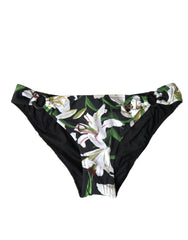 Dolce & Gabbana Schwarze Lilien-Print Bademoden-Hose Strandbekleidung Bikini