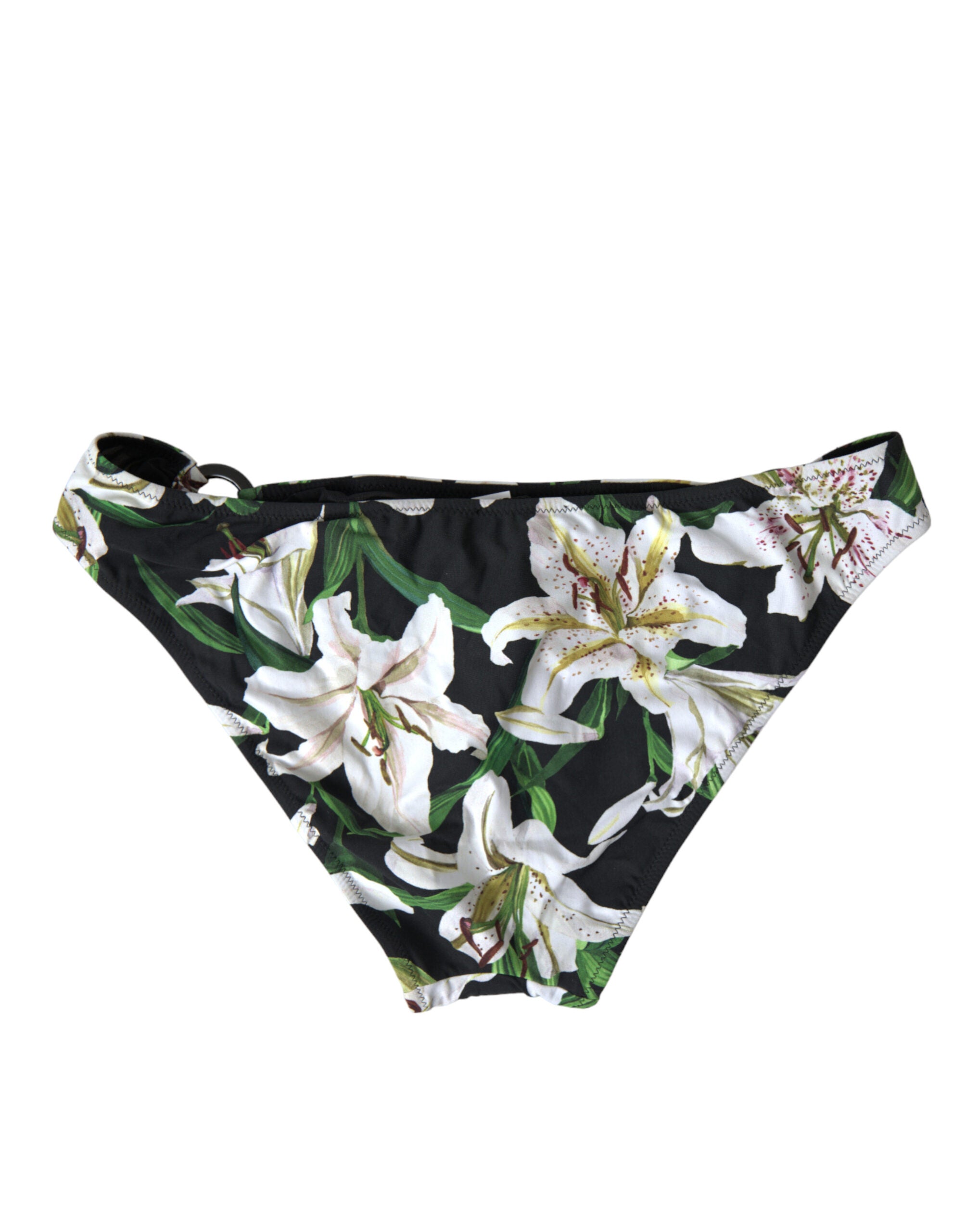 Dolce & Gabbana Schwarze Lilien-Print Bademoden-Hose Strandbekleidung Bikini