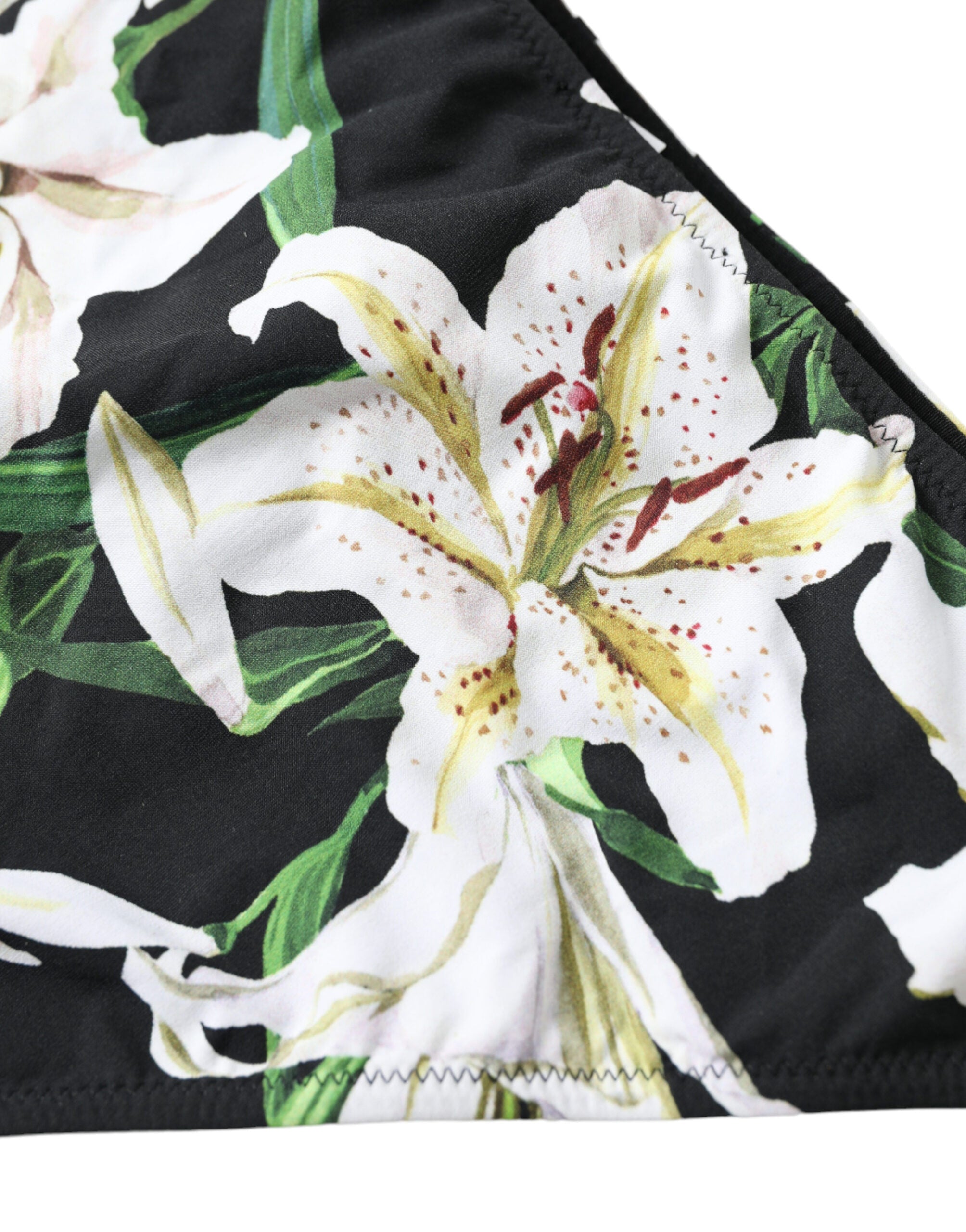 Dolce & Gabbana Schwarze Lilien-Print Bademoden-Hose Strandbekleidung Bikini