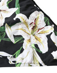 Dolce & Gabbana Schwarze Lilien-Print Bademoden-Hose Strandbekleidung Bikini