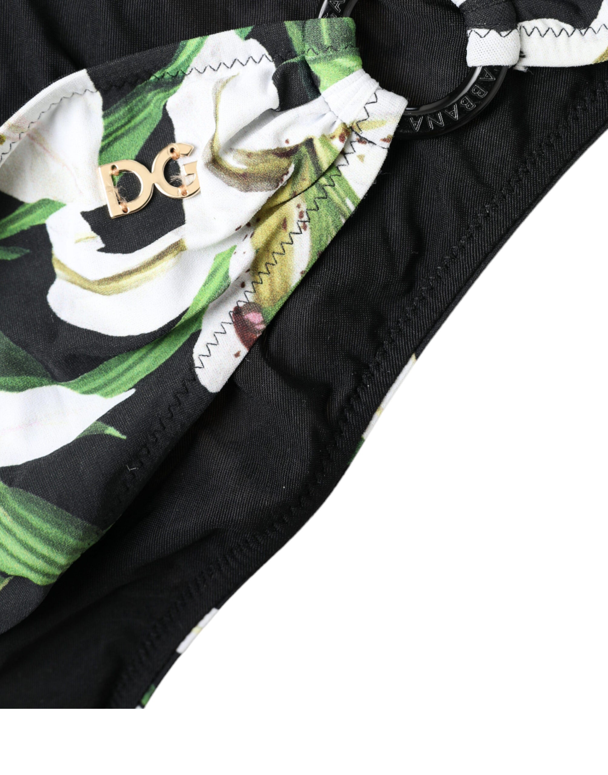 Dolce & Gabbana Schwarze Lilien-Print Bademoden-Hose Strandbekleidung Bikini
