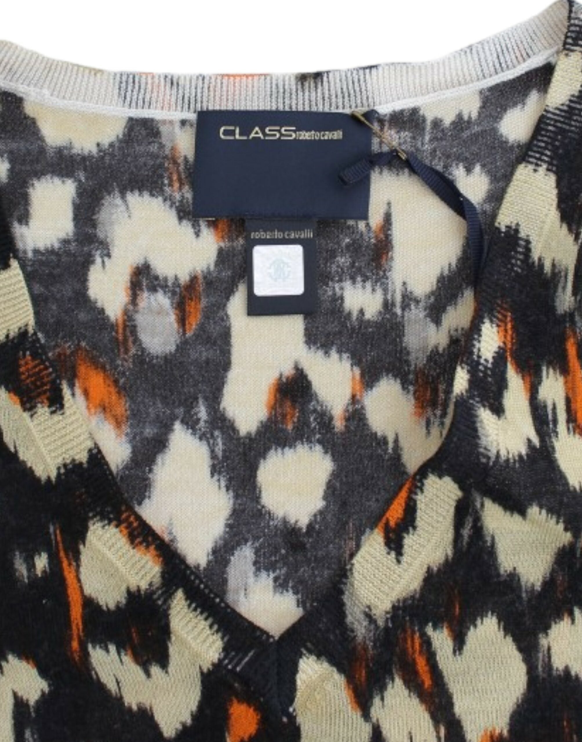 Cavalli Meerkleurige wollen trui met V-hals