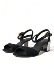 Dolce & Gabbana Zwarte Kristallen Enkelband Sandalen Schoenen