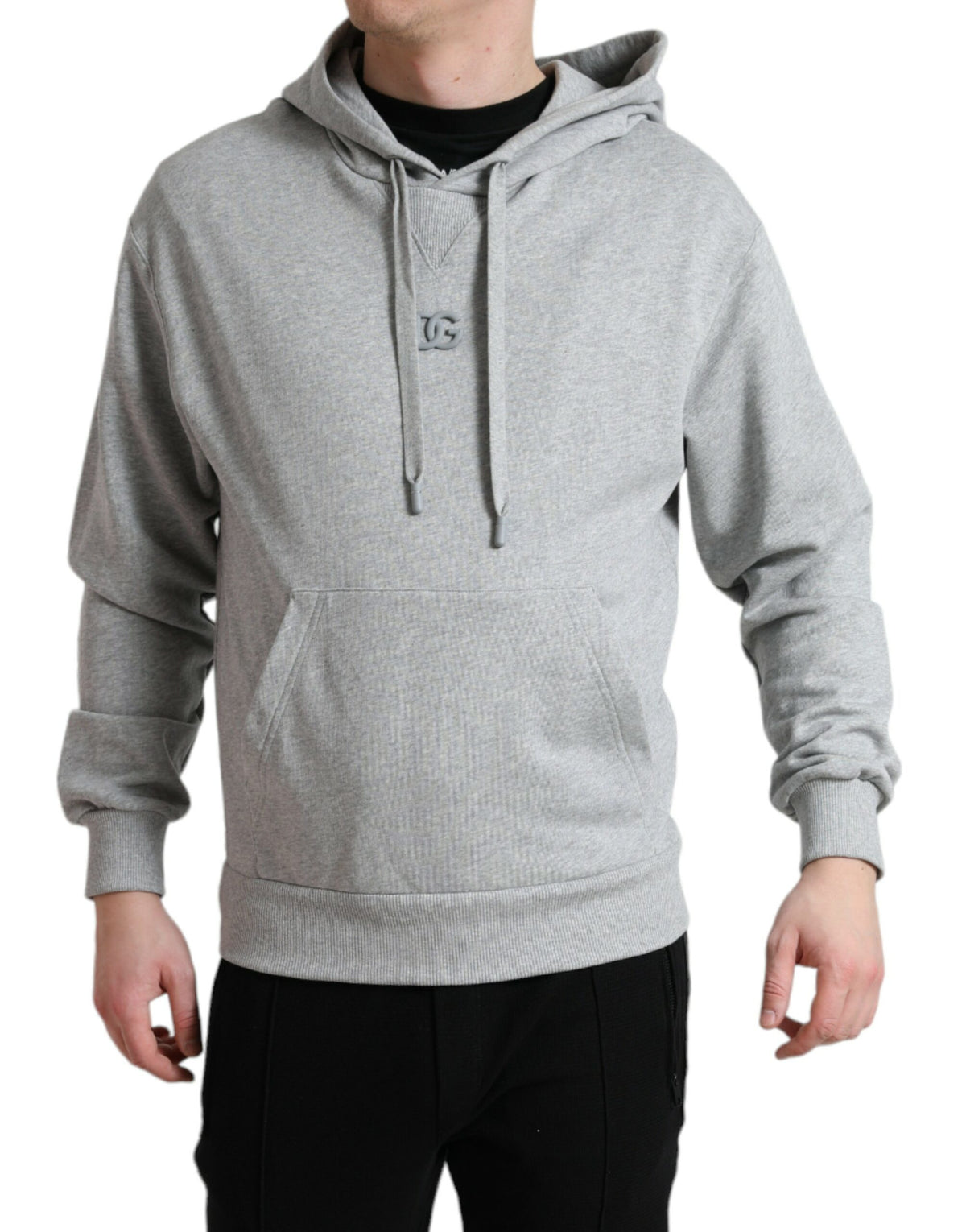 Dolce & Gabbana Grauer Kapuzenpullover aus Baumwolle mit Logo