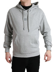 Dolce & Gabbana Grauer Kapuzenpullover aus Baumwolle mit Logo