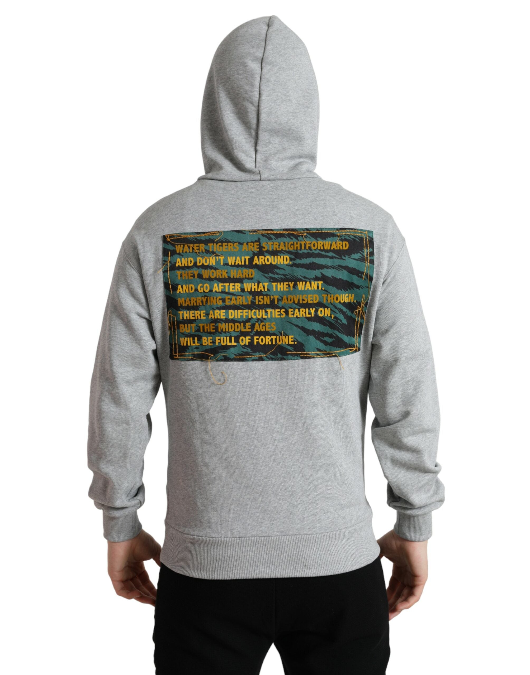 Dolce & Gabbana Grauer Kapuzenpullover aus Baumwolle mit Logo