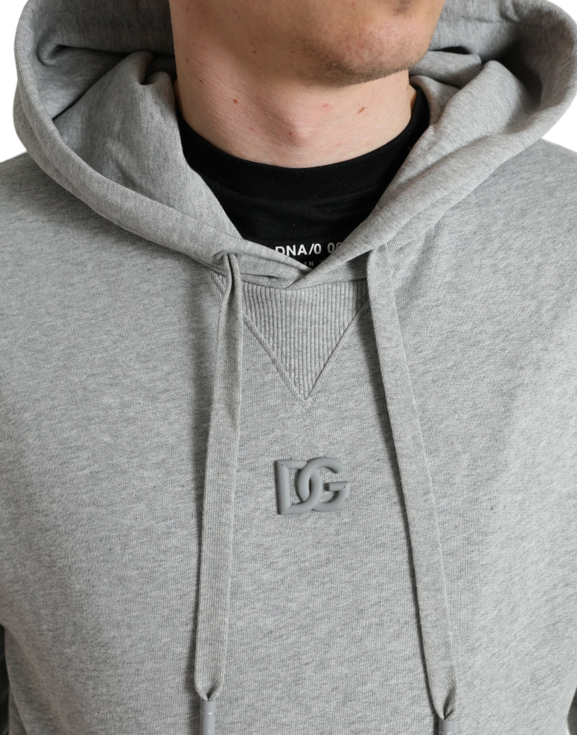 Dolce & Gabbana Grauer Kapuzenpullover aus Baumwolle mit Logo