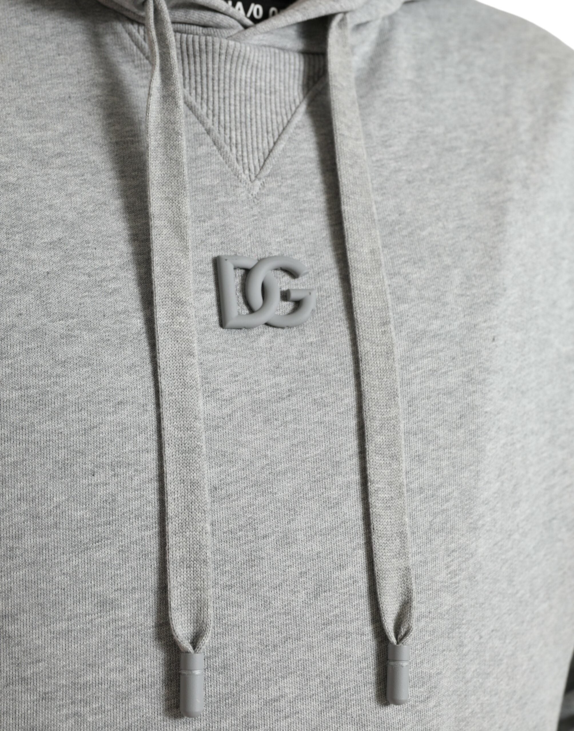 Dolce & Gabbana Grauer Kapuzenpullover aus Baumwolle mit Logo