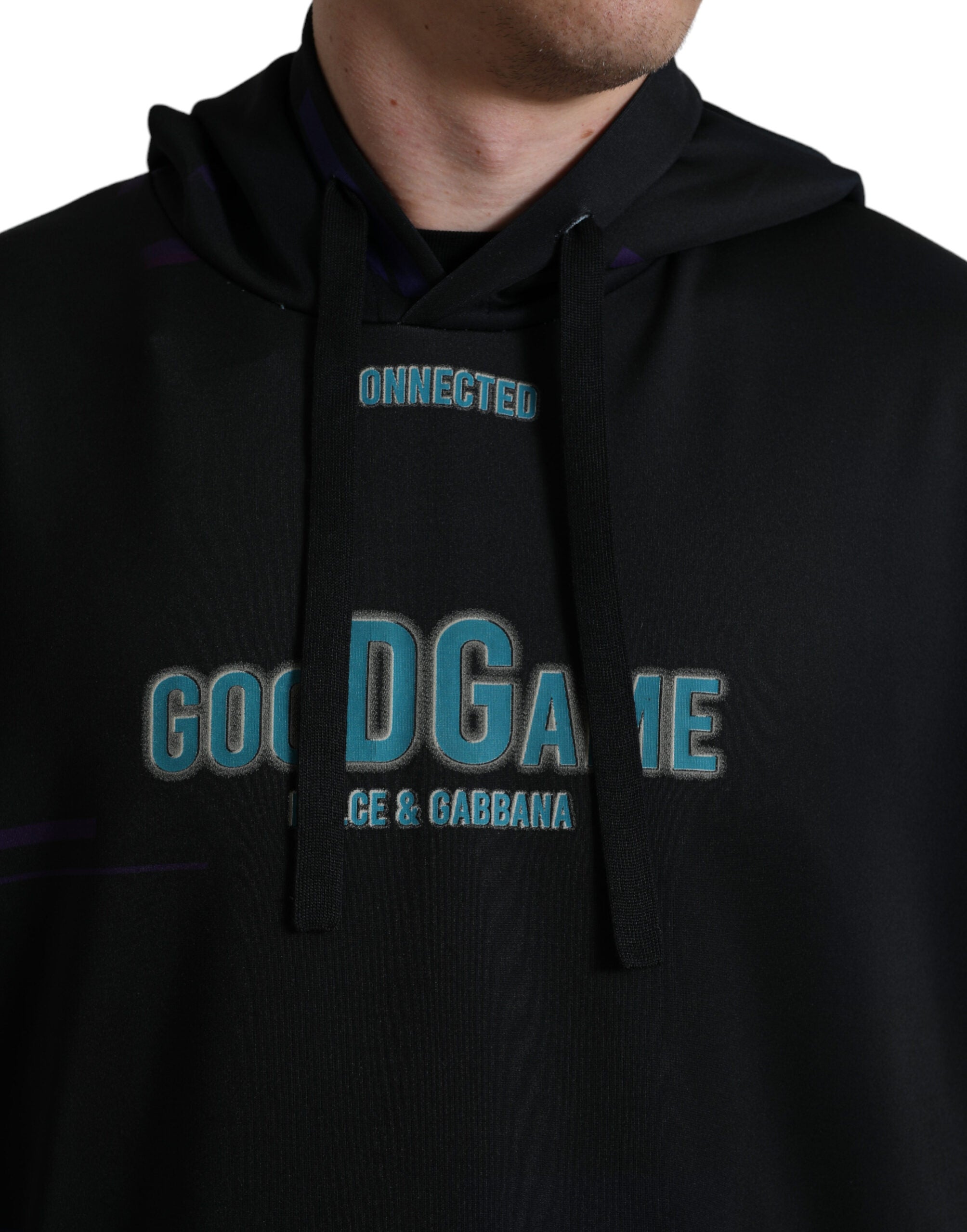 Dolce & Gabbana Schwarzes Kapuzensweatshirt mit Logo-Print