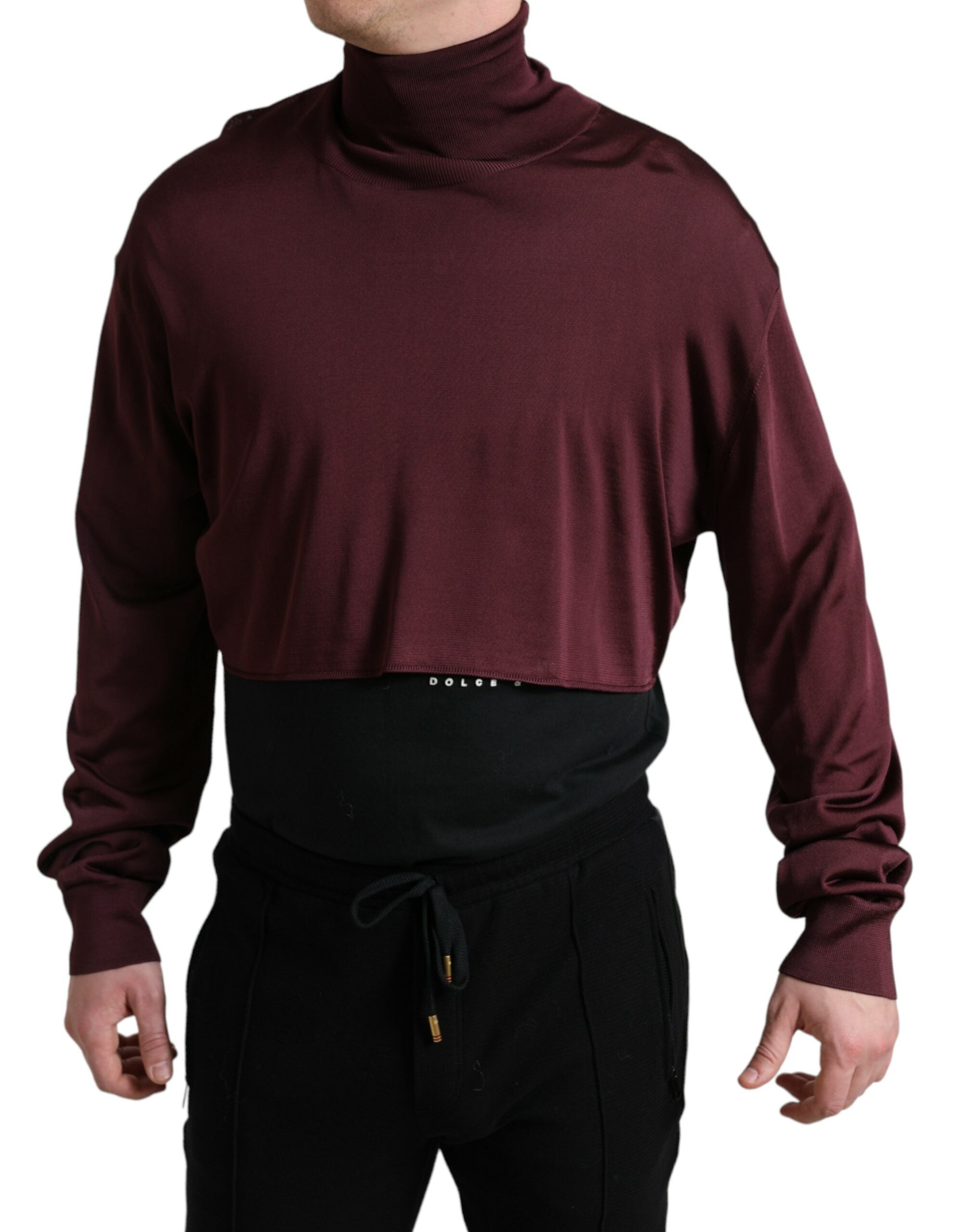 Dolce & Gabbana Burgundfarbener Rollkragenpullover aus Viskose