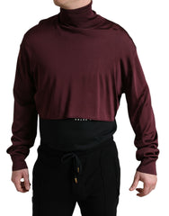 Dolce & Gabbana Burgundfarbener Rollkragenpullover aus Viskose