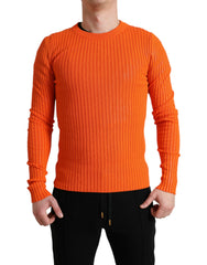 Dolce & Gabbana Oranje Gebreide Ronde Hals Heren Pullover Trui