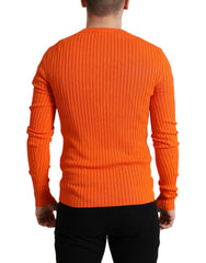 Dolce & Gabbana Oranje Gebreide Ronde Hals Heren Pullover Trui