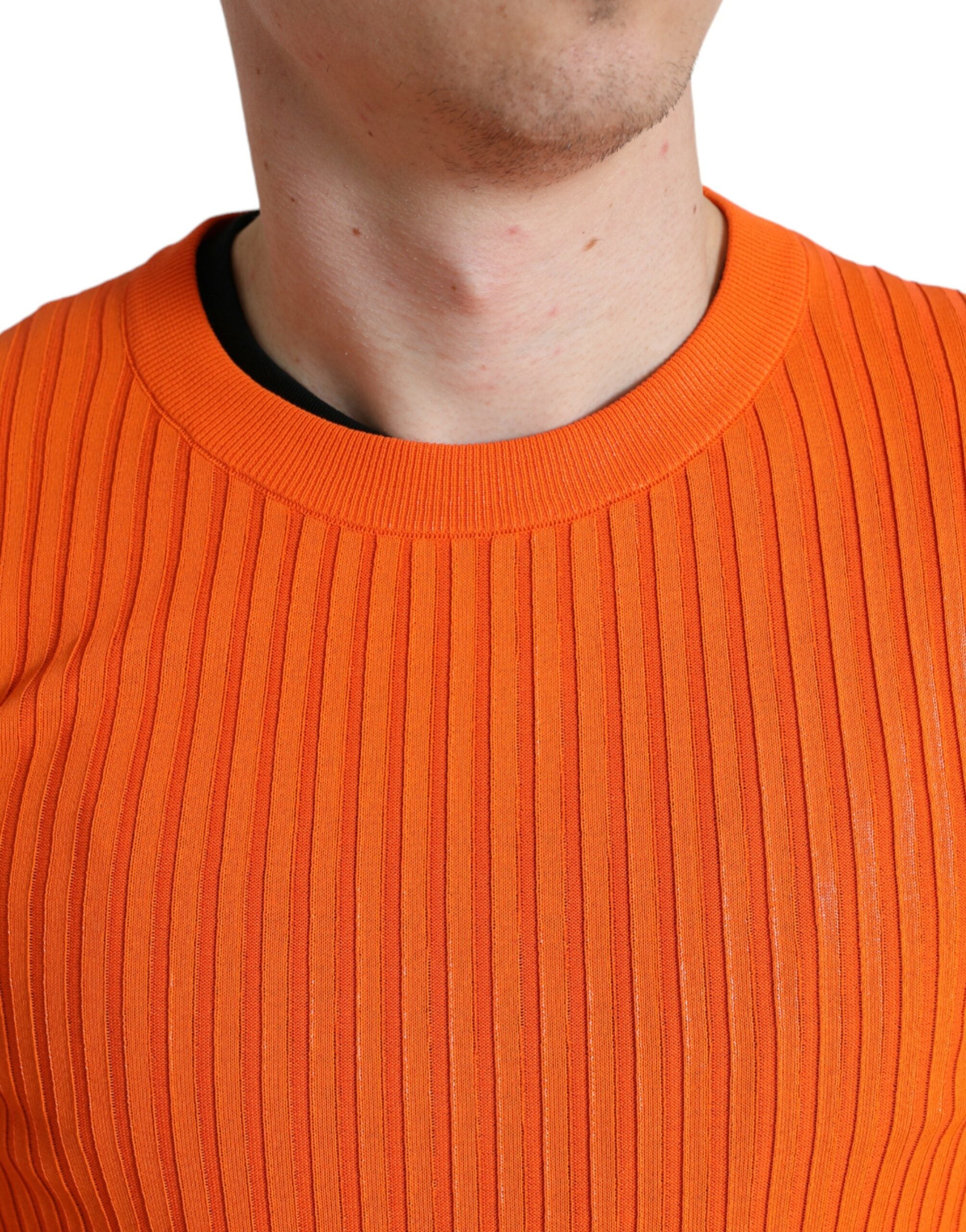 Dolce & Gabbana Oranje Gebreide Ronde Hals Heren Pullover Trui