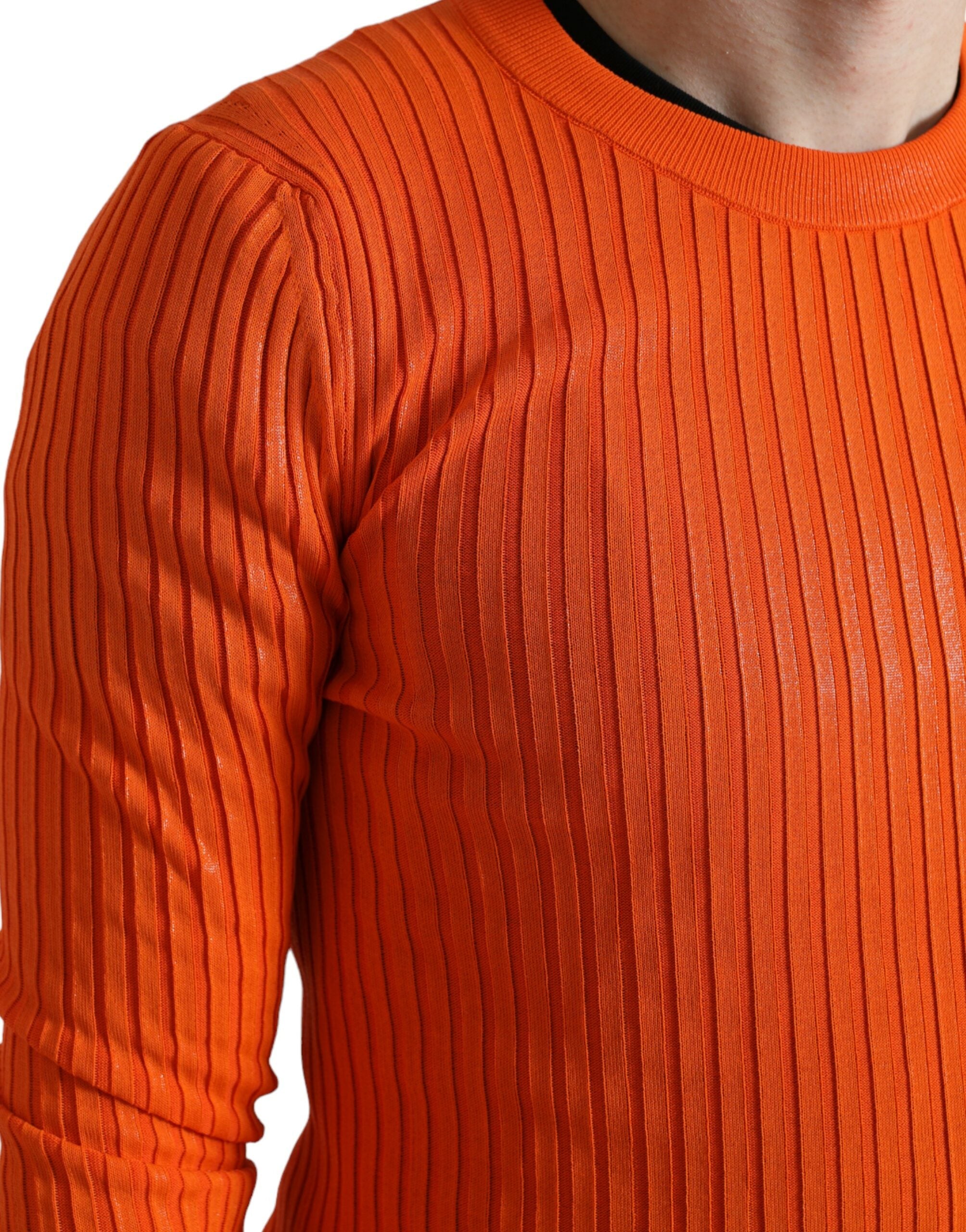 Dolce & Gabbana Oranje Gebreide Ronde Hals Heren Pullover Trui