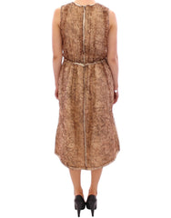 Dolce & Gabbana Bruine mouwloze zijden jurk