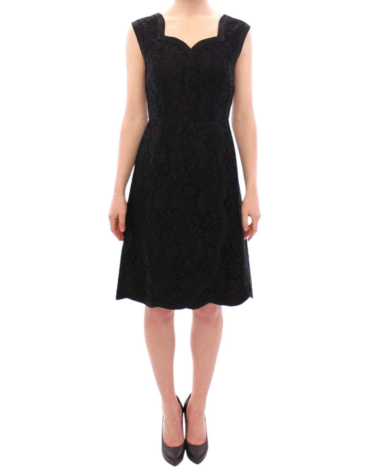 Dolce & Gabbana Schwarzes florales Spitzen-Sicily-Laufstegkleid