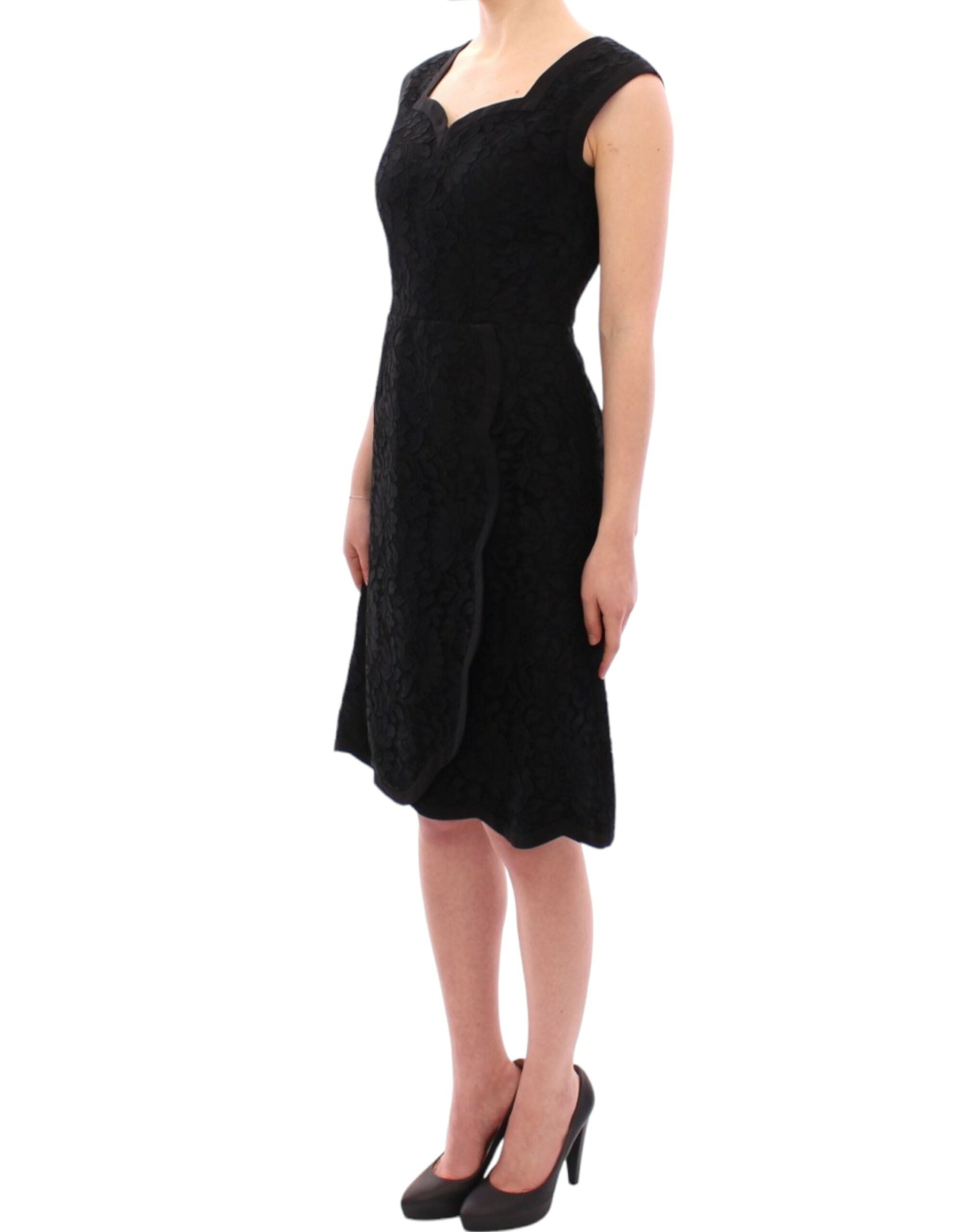 Dolce & Gabbana Schwarzes florales Spitzen-Sicily-Laufstegkleid