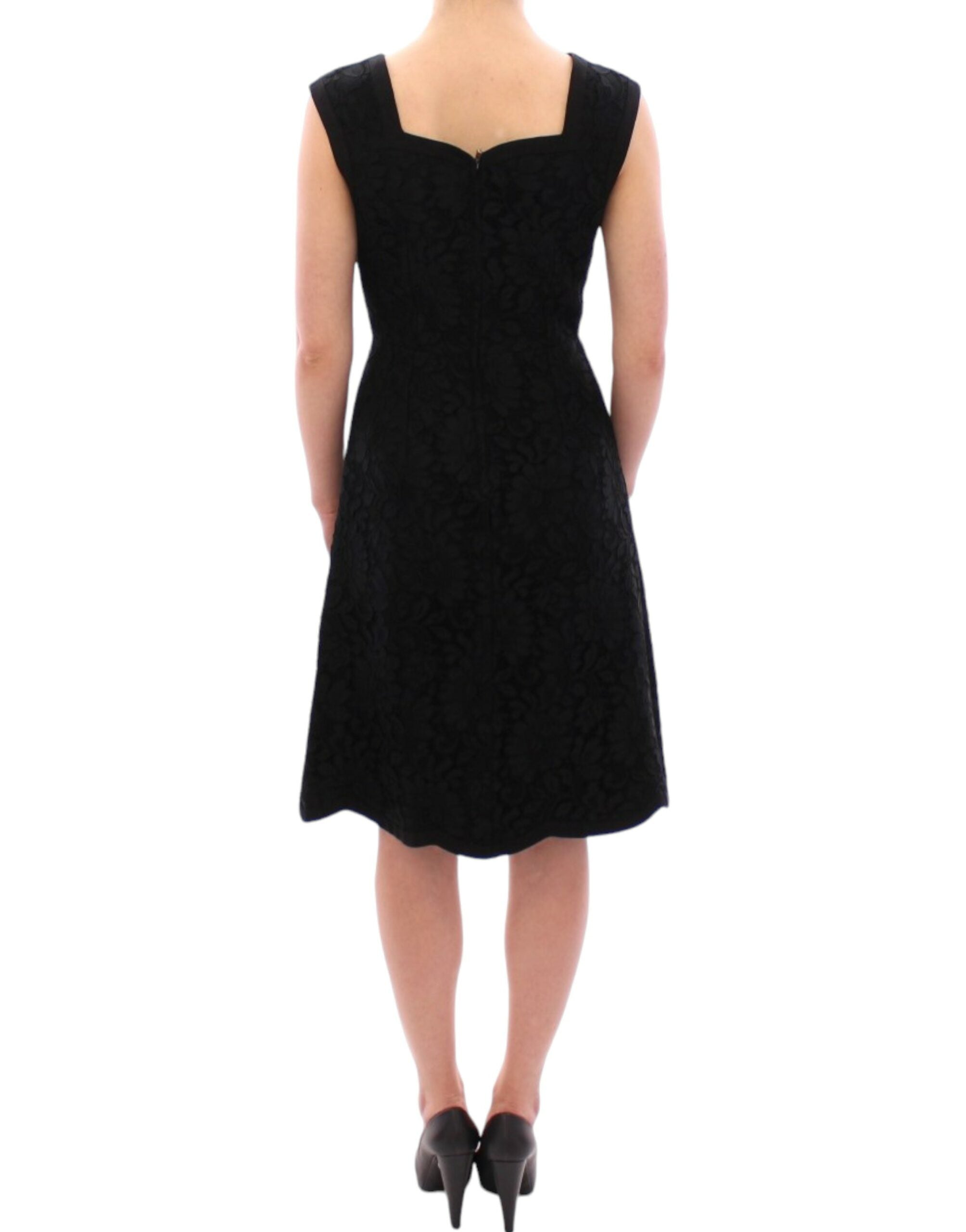 Dolce & Gabbana Schwarzes florales Spitzen-Sicily-Laufstegkleid