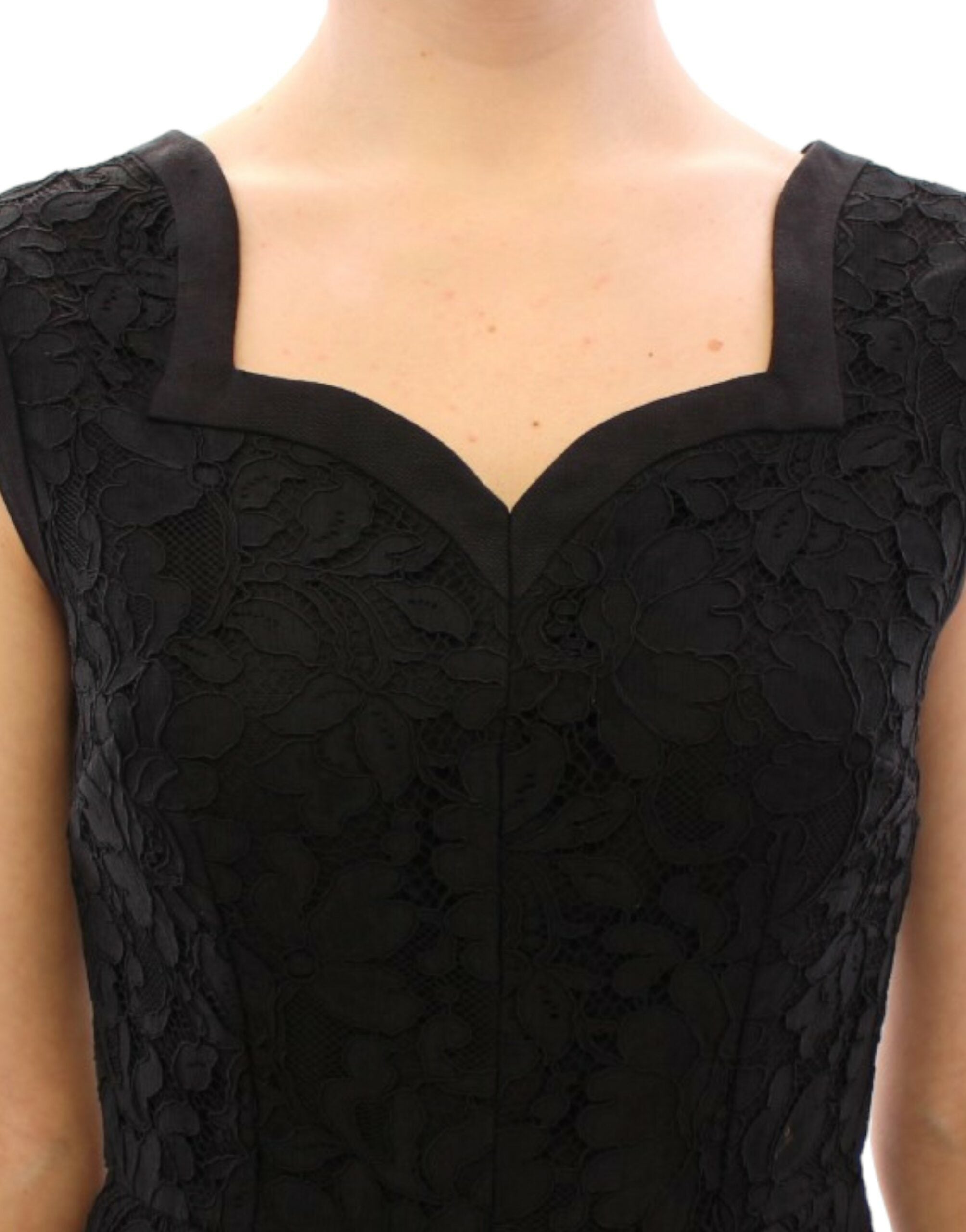 Dolce & Gabbana Schwarzes florales Spitzen-Sicily-Laufstegkleid