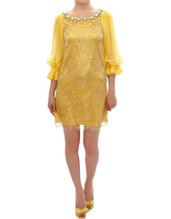 Dolce & Gabbana Gele kanten kristallen minijurk
