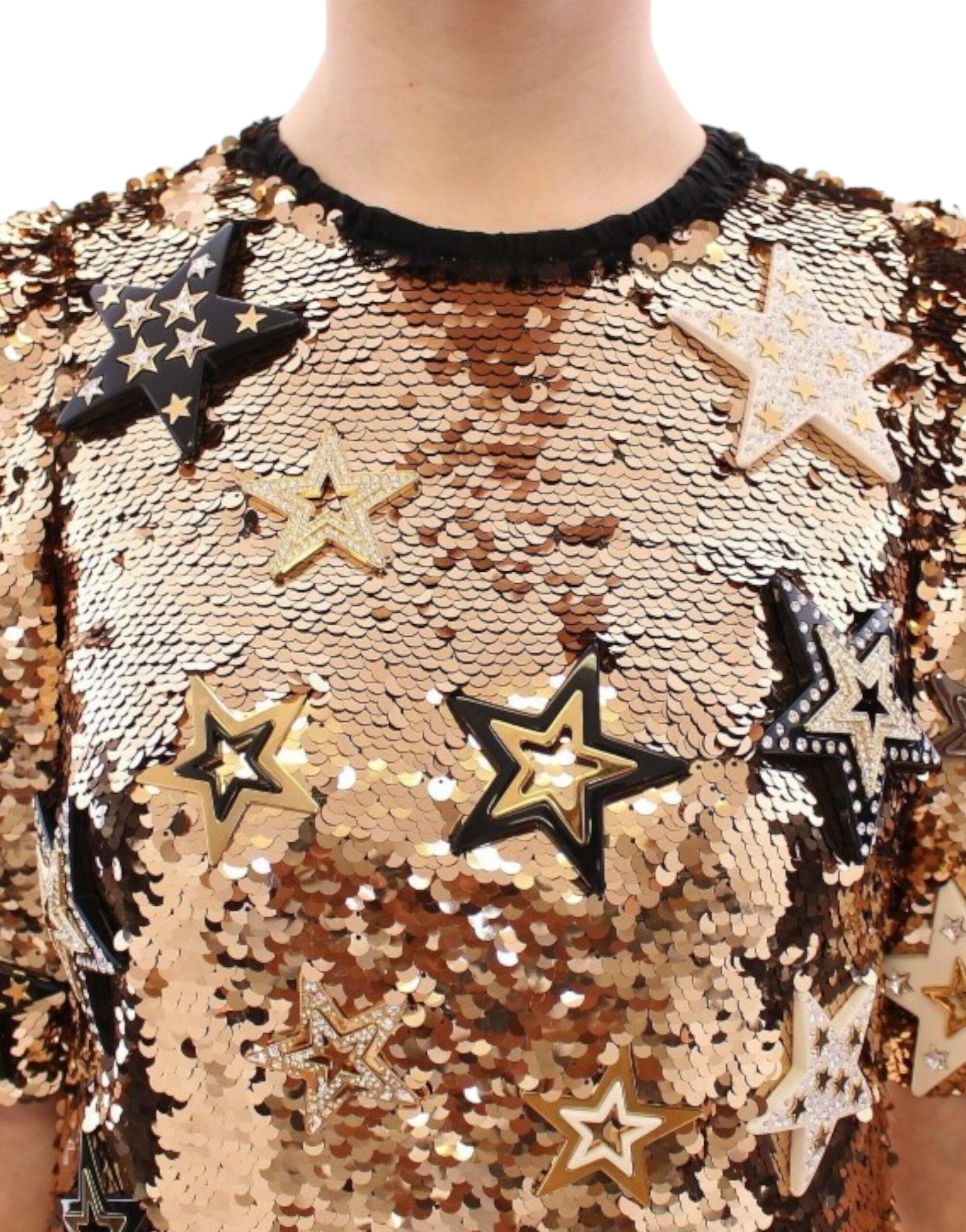 Dolce & Gabbana Masterpiece Goldpailletten-Kleid mit Swarovski-Kristallen