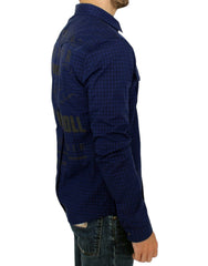 Costume National blauw geruit katoenen overhemd