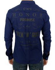 Costume National blauw geruit katoenen overhemd