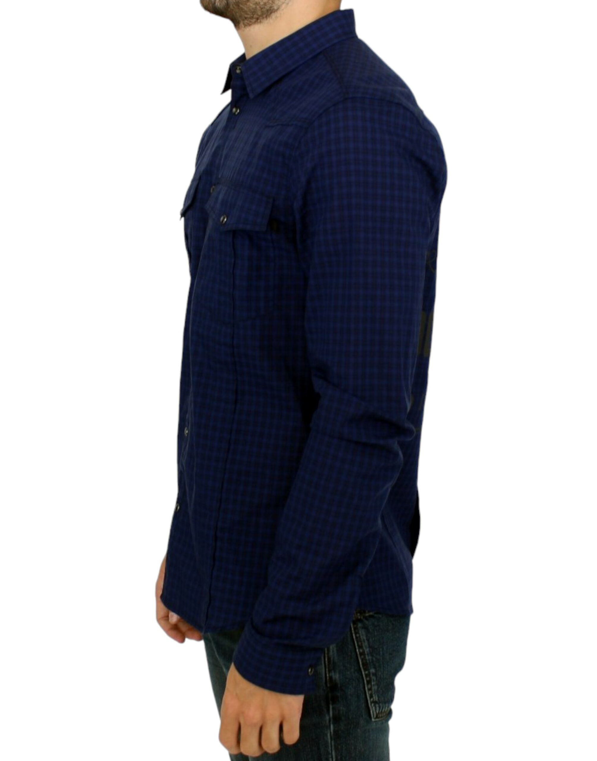 Costume National blauw geruit katoenen overhemd