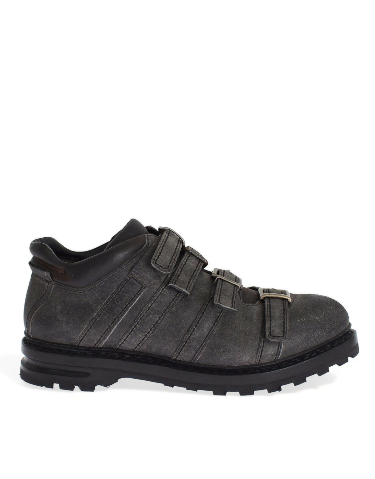 Dolce & Gabbana Stiefeletten aus grauem Leder mit Knöchelriemen