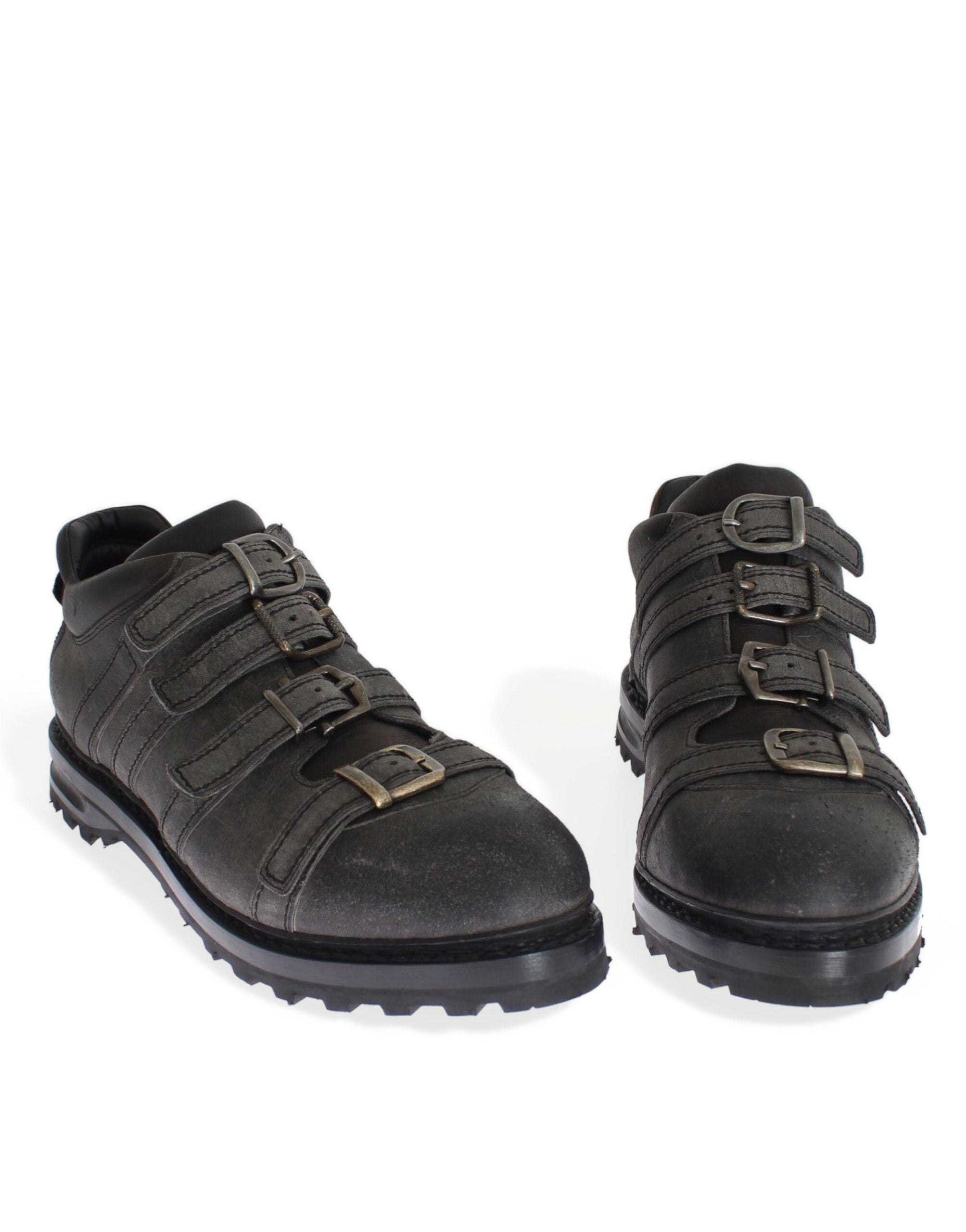 Dolce & Gabbana Stiefeletten aus grauem Leder mit Knöchelriemen
